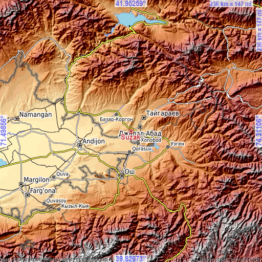 Topographic map of Suzak