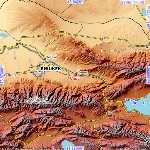 Topographic map of Chuy