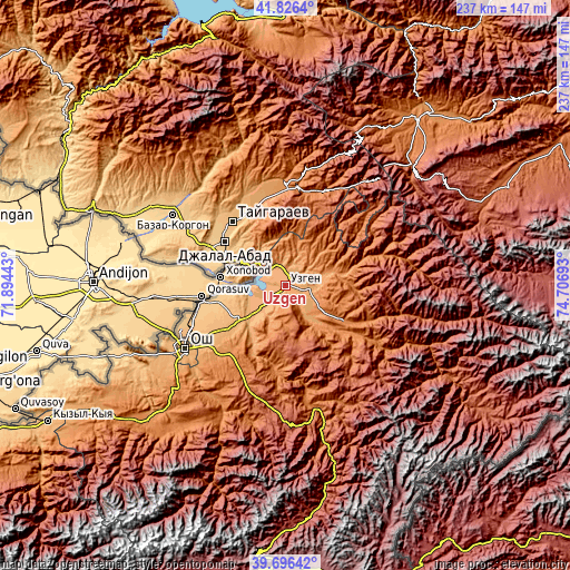 Topographic map of Uzgen