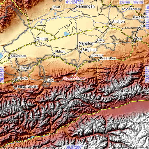 Topographic map of Orozbekovo