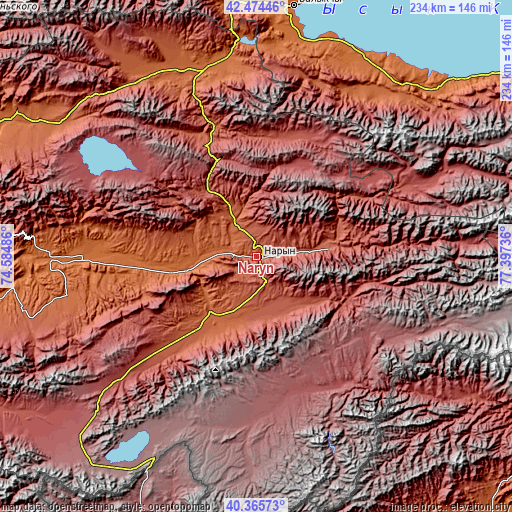 Topographic map of Naryn