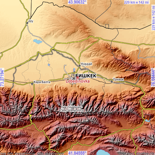 Topographic map of Lebedinovka