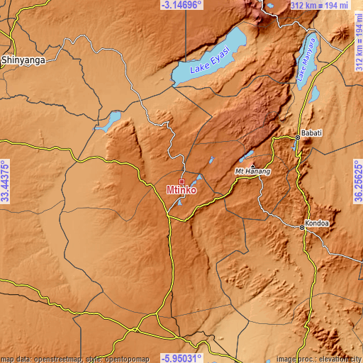 Topographic map of Mtinko