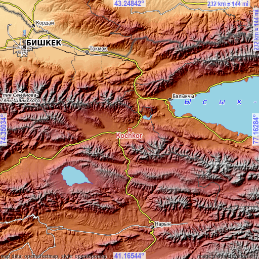 Topographic map of Kochkor