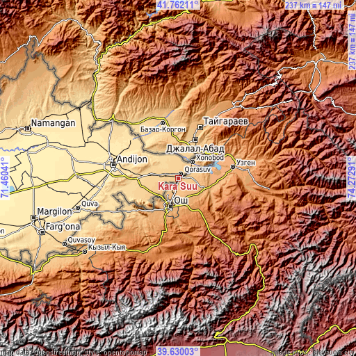 Topographic map of Kara Suu