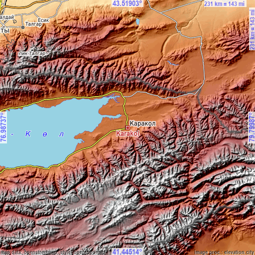 Topographic map of Karakol