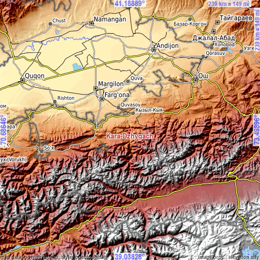 Topographic map of Kara-Dzhygach