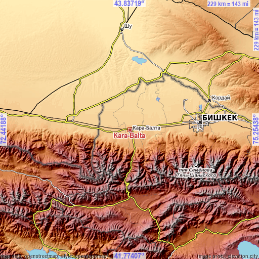 Topographic map of Kara-Balta