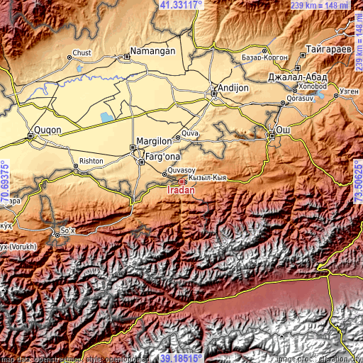 Topographic map of Iradan