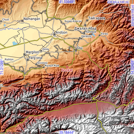 Topographic map of Nookat