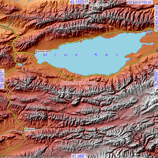 Topographic map of Bokombayevskoye