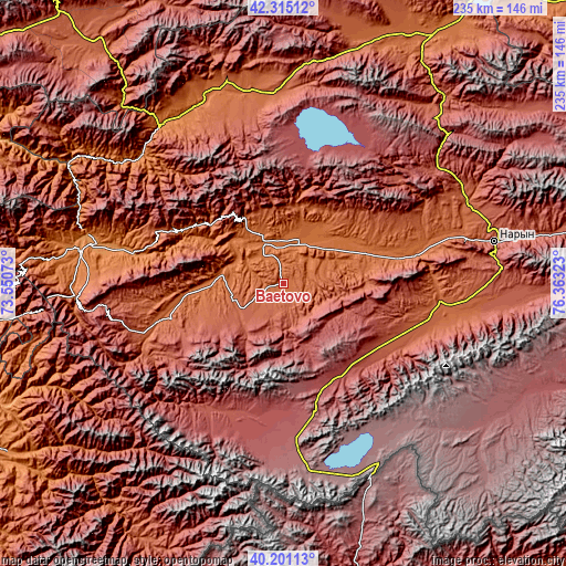 Topographic map of Baetovo