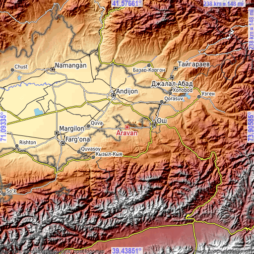 Topographic map of Aravan