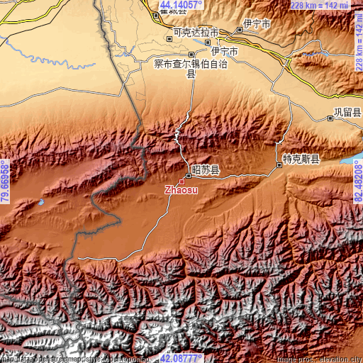 Topographic map of Zhaosu