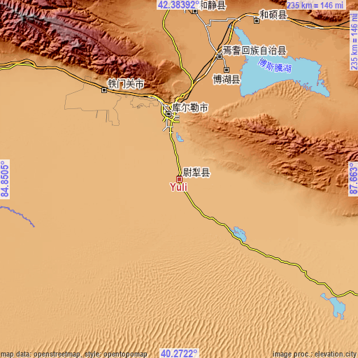 Topographic map of Yuli