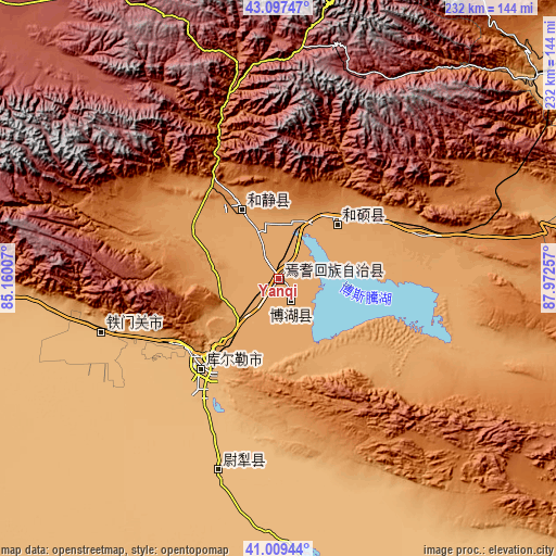 Topographic map of Yanqi