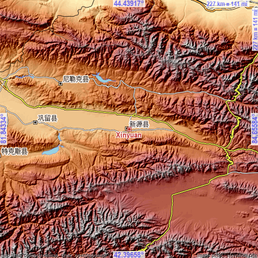 Topographic map of Xinyuan