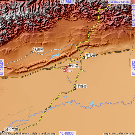 Topographic map of Xinhe