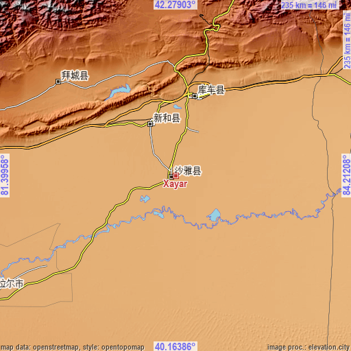 Topographic map of Xayar