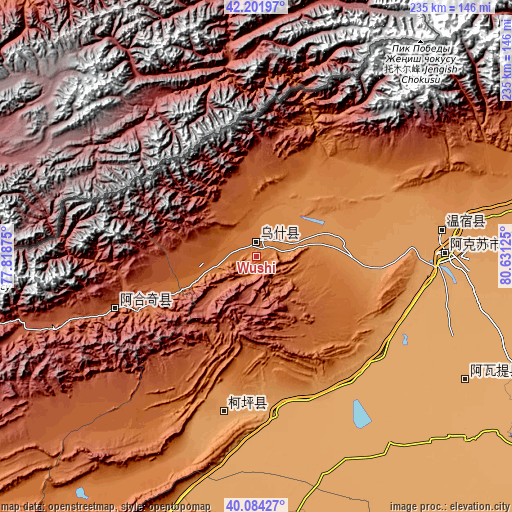 Topographic map of Wushi