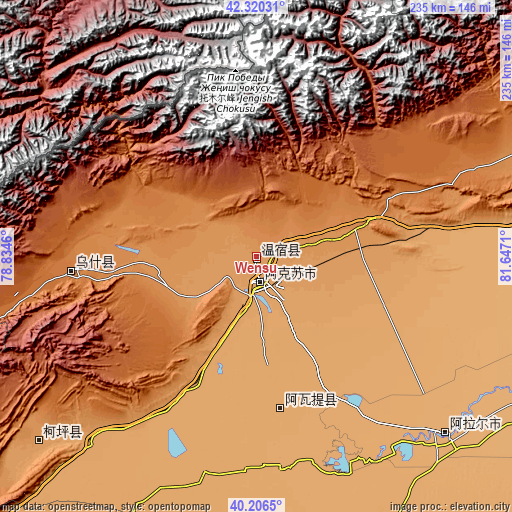 Topographic map of Wensu