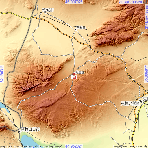 Topographic map of Toli