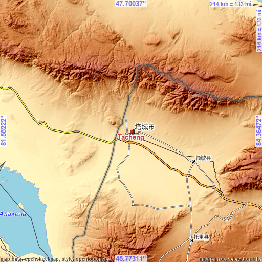 Topographic map of Tacheng