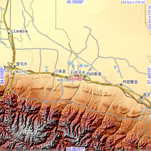 Topographic map of Shihezi