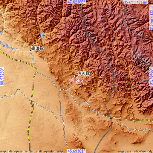 Topographic map of Qinghe