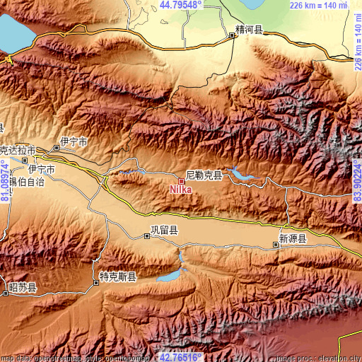 Topographic map of Nilka