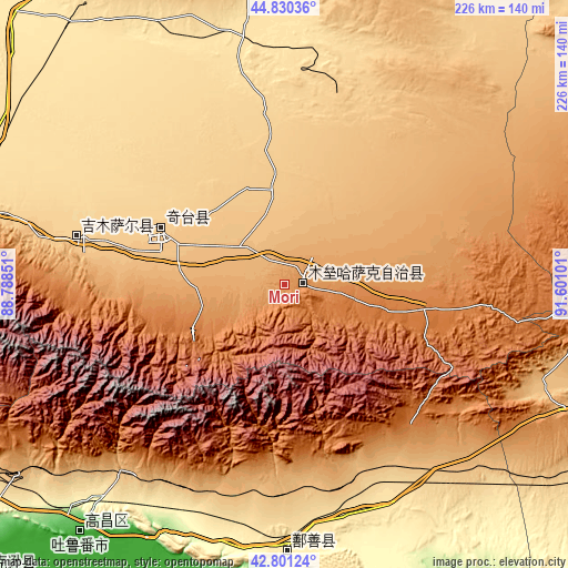 Topographic map of Mori