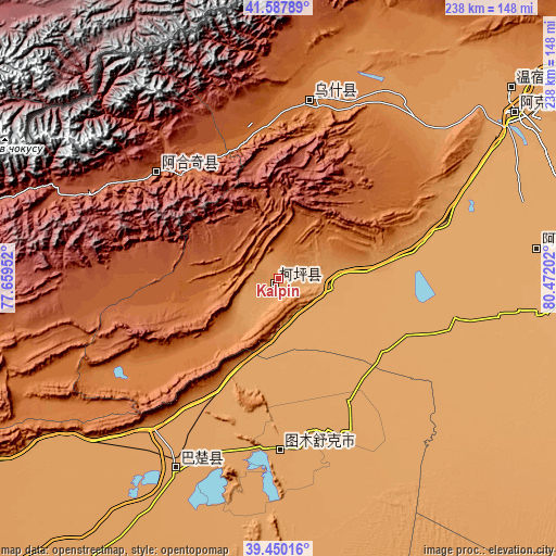 Topographic map of Kalpin