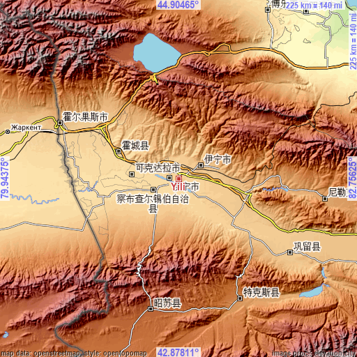 Topographic map of Yili