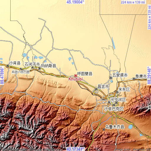 Topographic map of Khutubi
