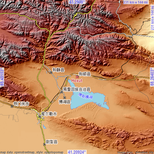 Topographic map of Hoxut