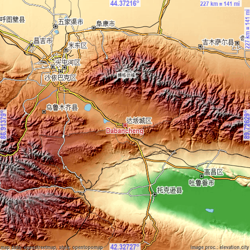 Topographic map of Dabancheng