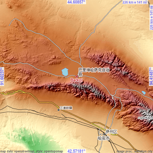 Topographic map of Barkol