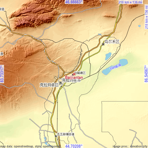 Topographic map of Baijiantan