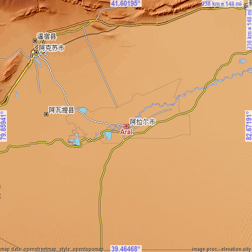 Topographic map of Aral