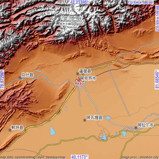 Topographic map of Aksu