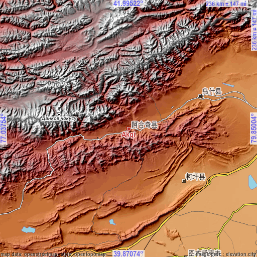 Topographic map of Akqi