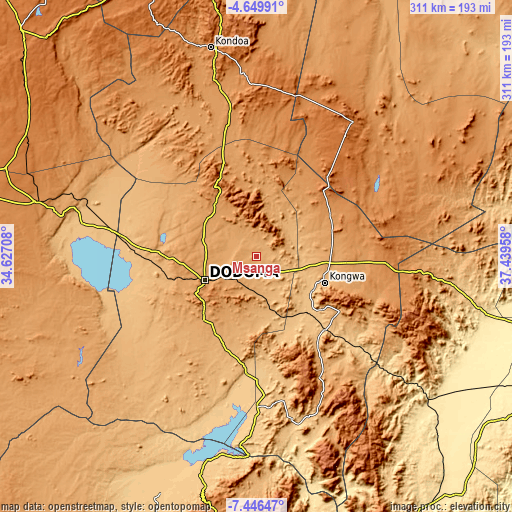 Topographic map of Msanga