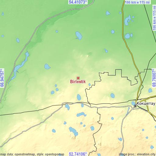 Topographic map of Birlestik