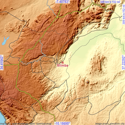Topographic map of Mlimba