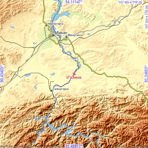 Topographic map of Il’ichevo