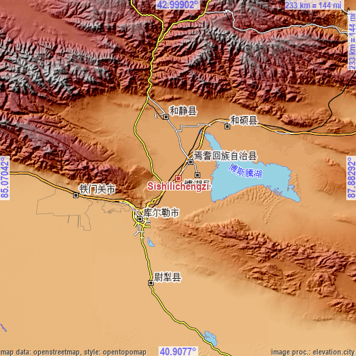 Topographic map of Sishilichengzi