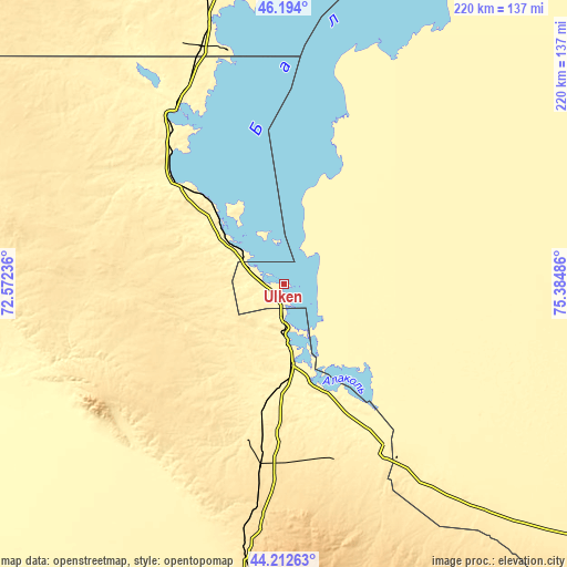 Topographic map of Ülken