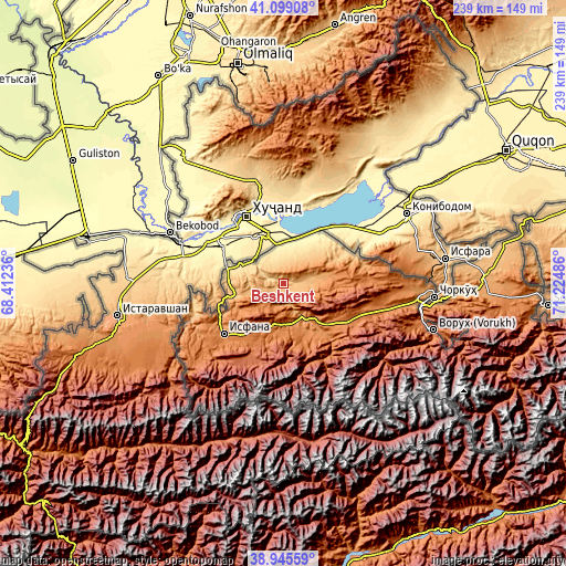 Topographic map of Beshkent