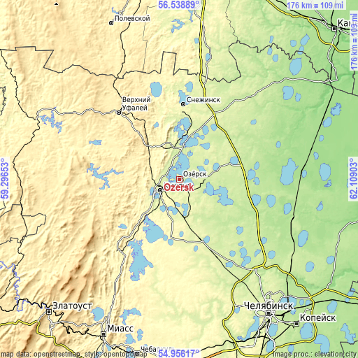 Topographic map of Ozersk