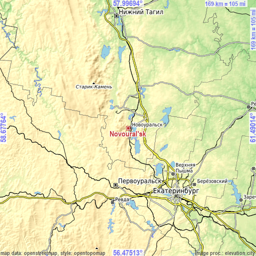 Topographic map of Novoural’sk